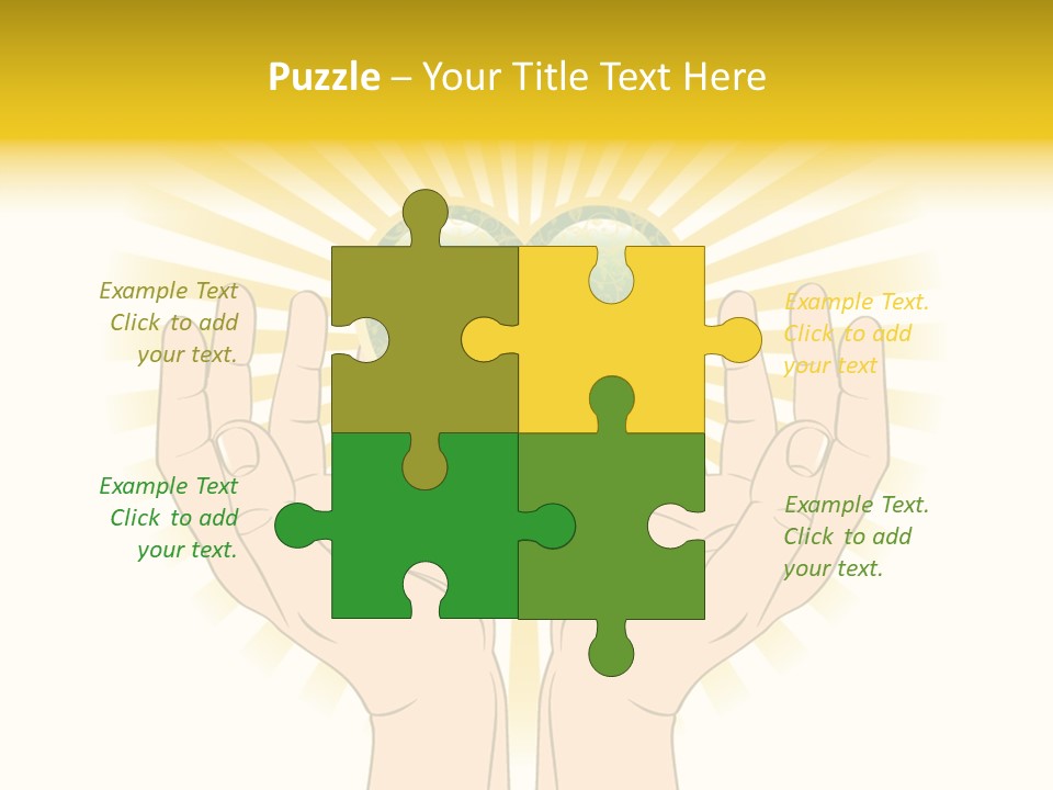 Two Hands Holding A Green Heart Over A White Background PowerPoint Template