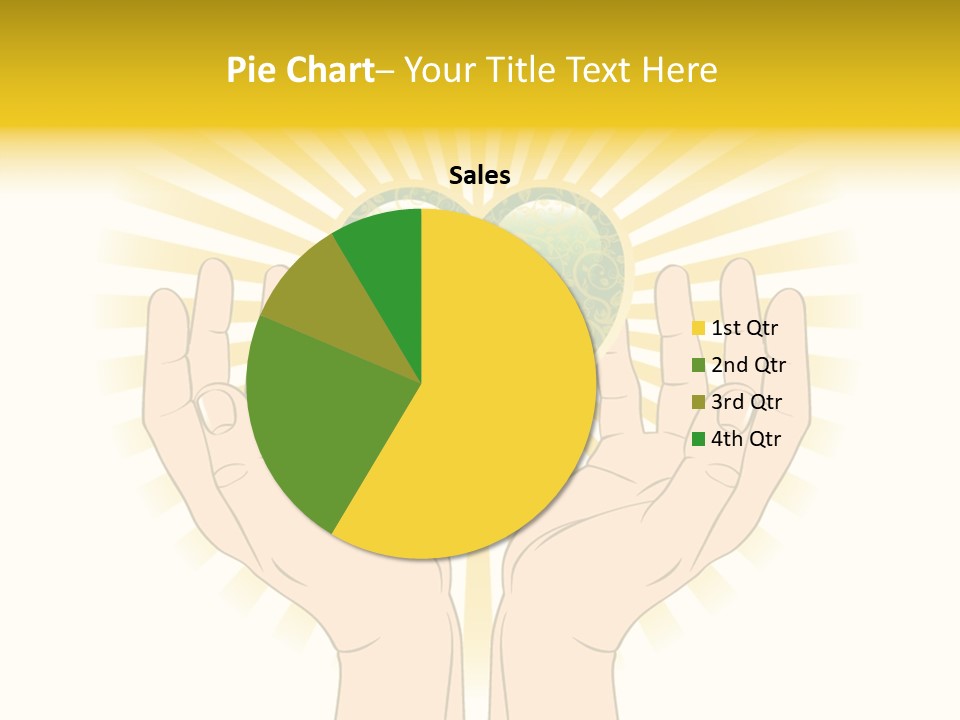 Two Hands Holding A Green Heart Over A White Background PowerPoint Template