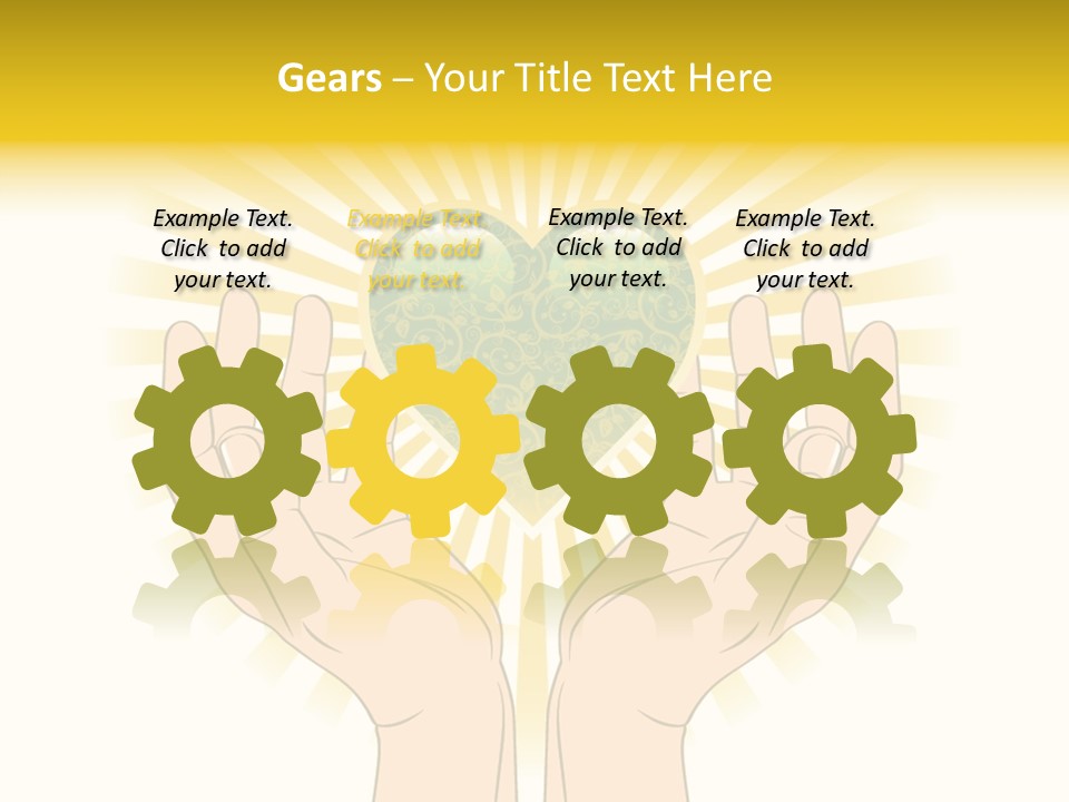 Two Hands Holding A Green Heart Over A White Background PowerPoint Template