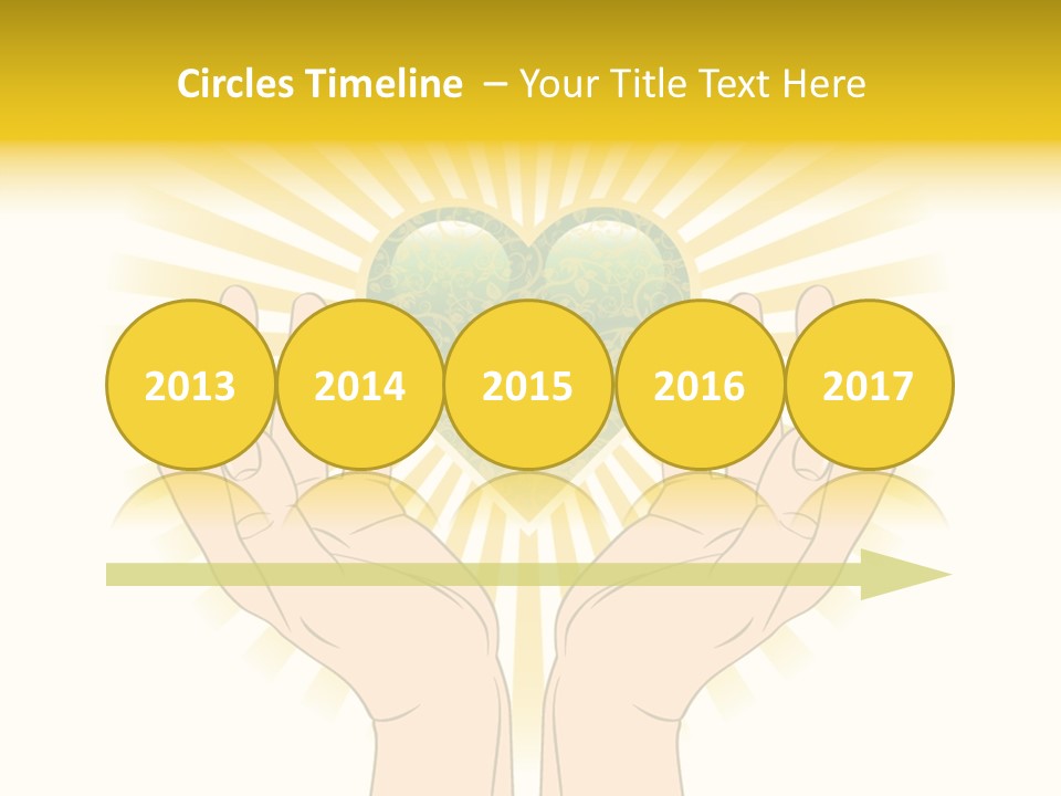 Two Hands Holding A Green Heart Over A White Background PowerPoint Template