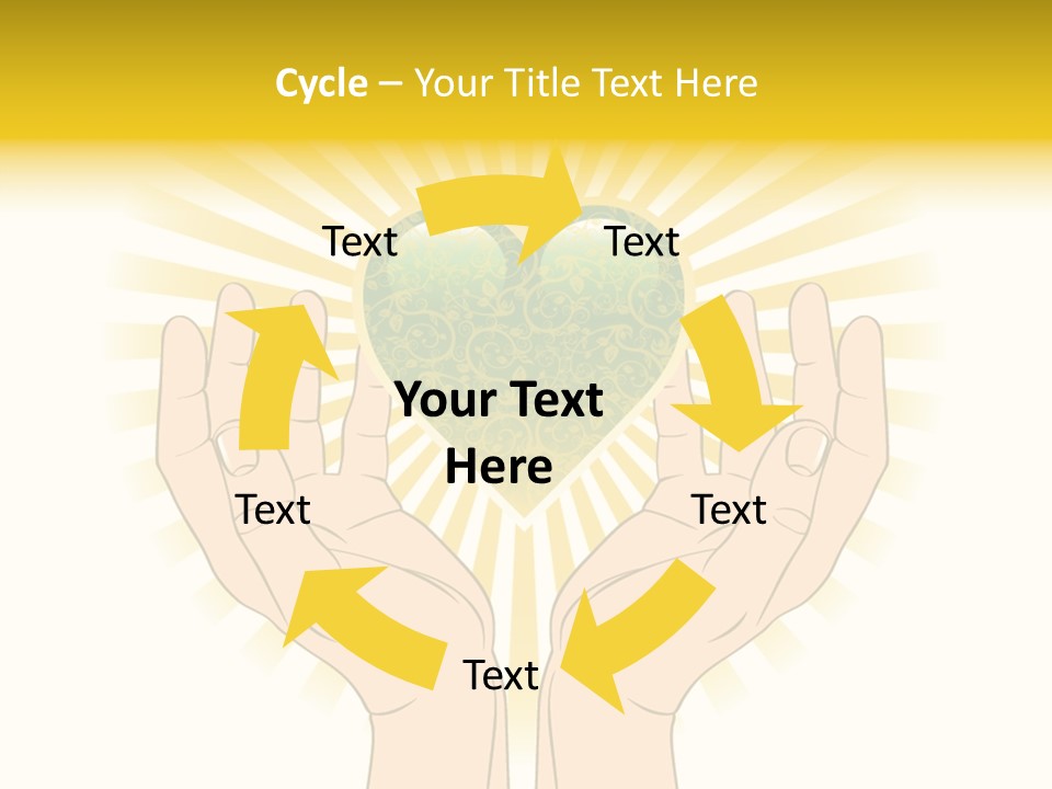 Two Hands Holding A Green Heart Over A White Background PowerPoint Template