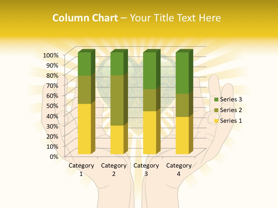 Two Hands Holding A Green Heart Over A White Background PowerPoint Template