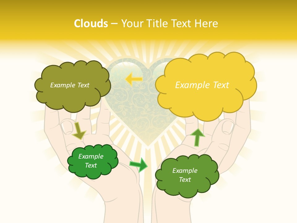 Two Hands Holding A Green Heart Over A White Background PowerPoint Template