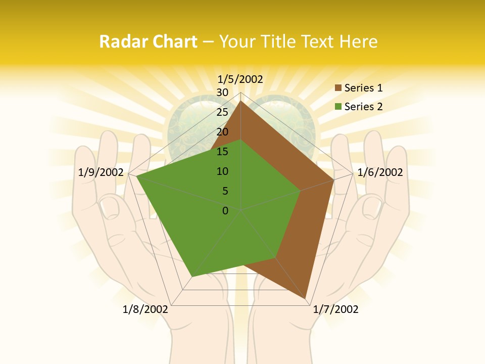 Two Hands Holding A Green Heart Over A White Background PowerPoint Template
