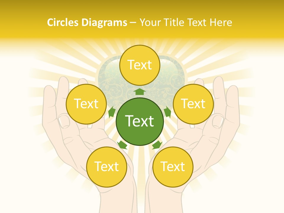 Two Hands Holding A Green Heart Over A White Background PowerPoint Template