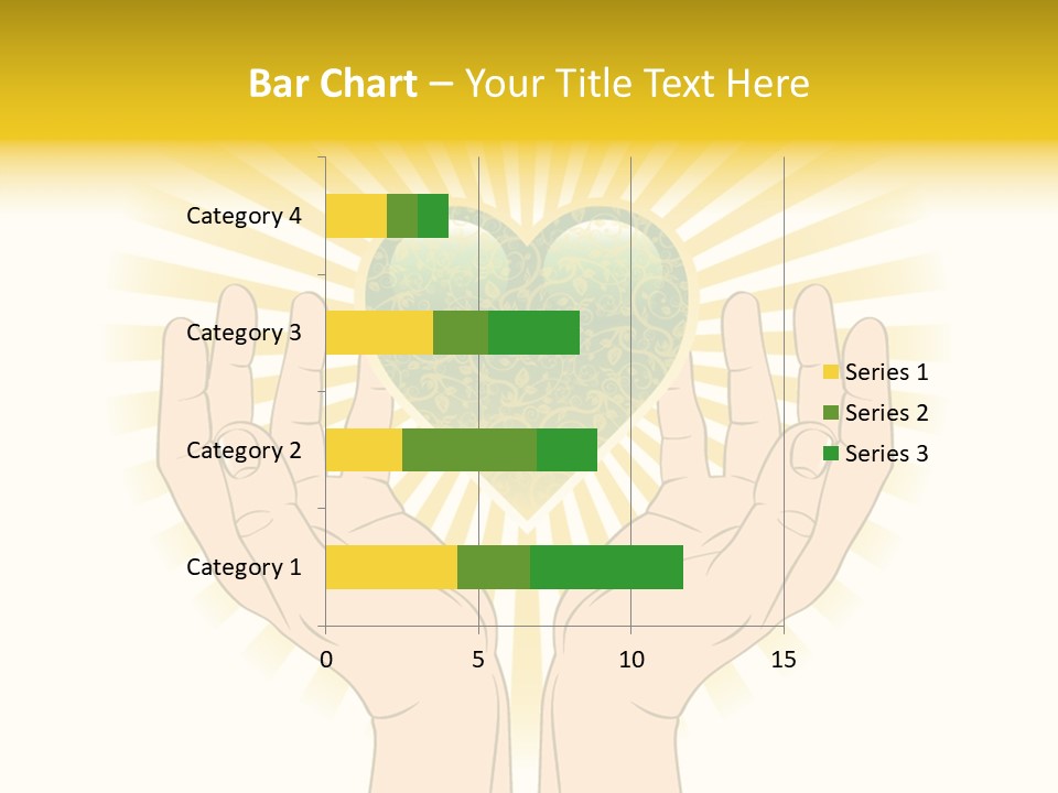 Two Hands Holding A Green Heart Over A White Background PowerPoint Template
