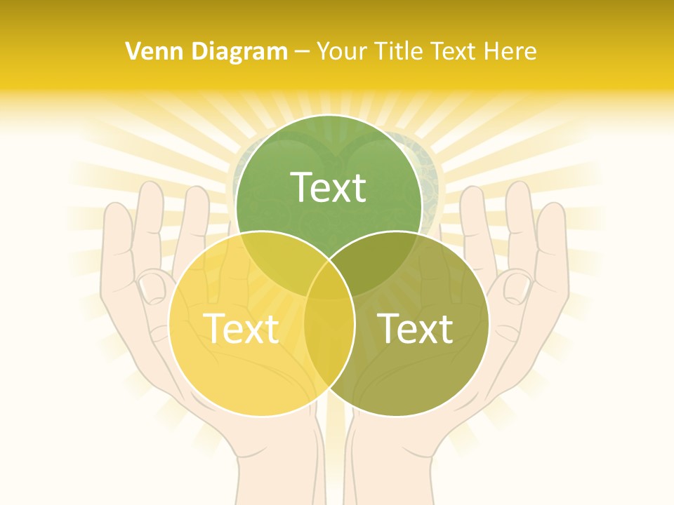 Two Hands Holding A Green Heart Over A White Background PowerPoint Template