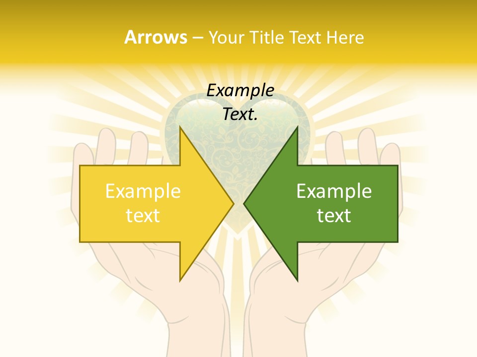 Two Hands Holding A Green Heart Over A White Background PowerPoint Template