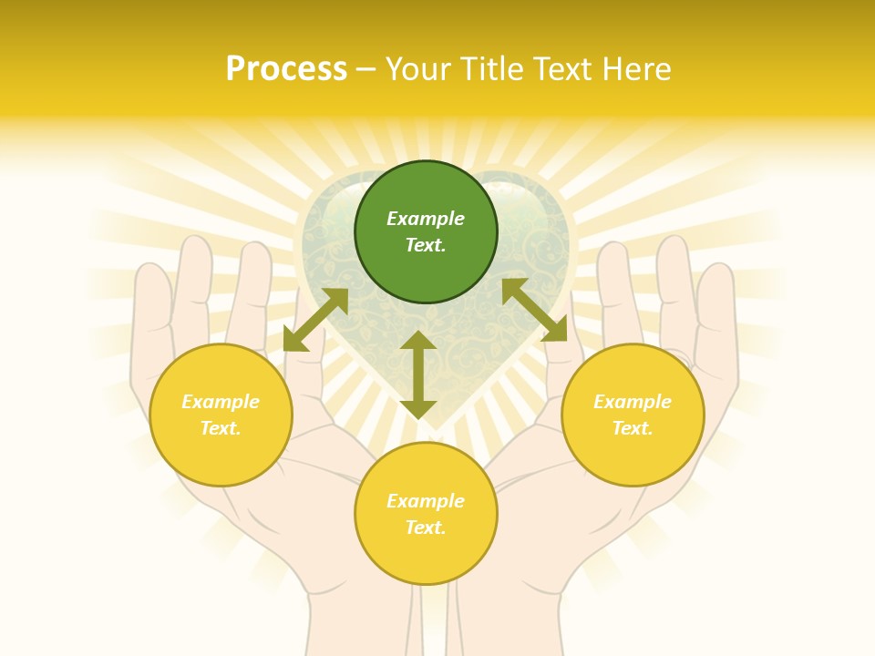Two Hands Holding A Green Heart Over A White Background PowerPoint Template