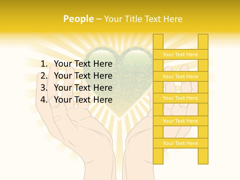Two Hands Holding A Green Heart Over A White Background PowerPoint Template