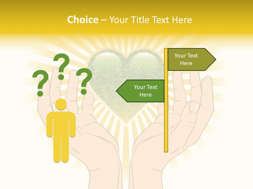 Two Hands Holding A Green Heart Over A White Background PowerPoint Template