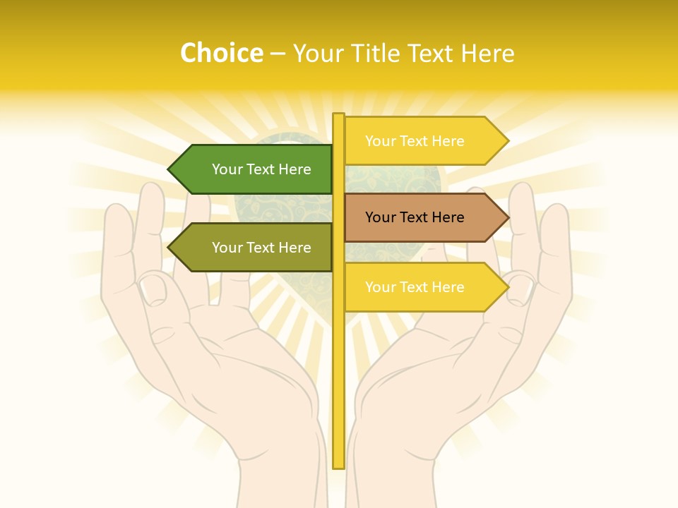 Two Hands Holding A Green Heart Over A White Background PowerPoint Template