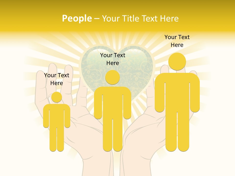 Two Hands Holding A Green Heart Over A White Background PowerPoint Template