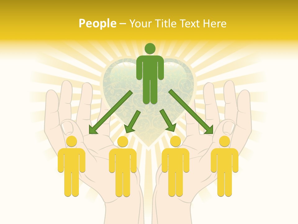 Two Hands Holding A Green Heart Over A White Background PowerPoint Template