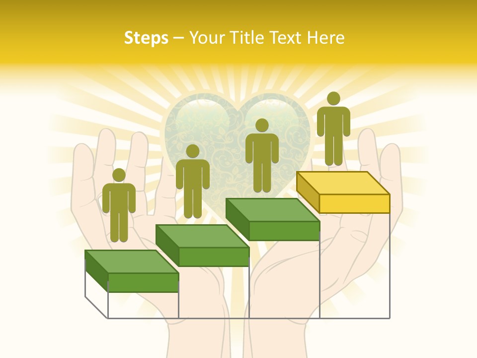 Two Hands Holding A Green Heart Over A White Background PowerPoint Template