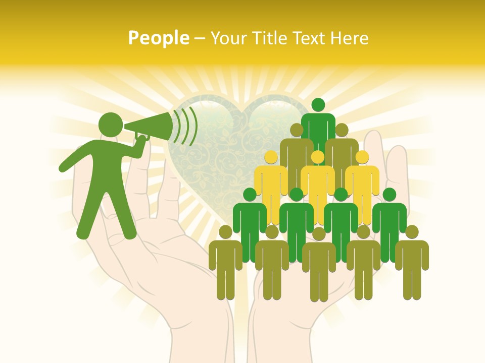 Two Hands Holding A Green Heart Over A White Background PowerPoint Template