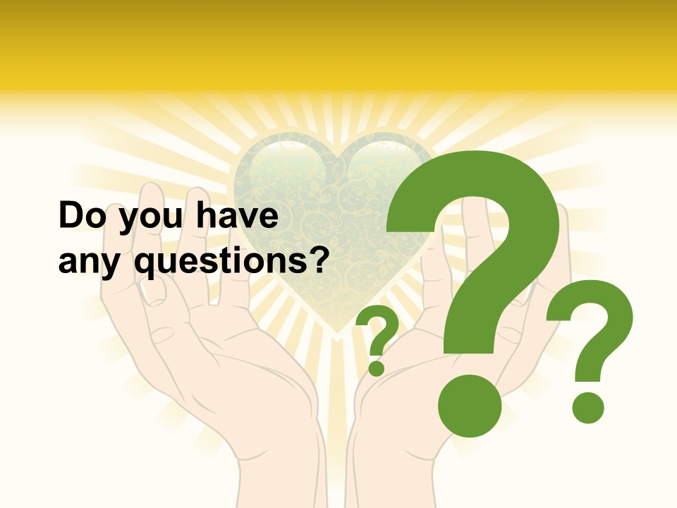 Two Hands Holding A Green Heart Over A White Background PowerPoint Template