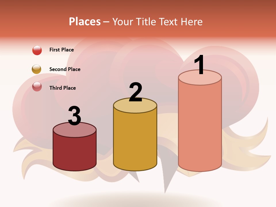 A Red Heart With A Gold Ribbon On A White Background PowerPoint Template