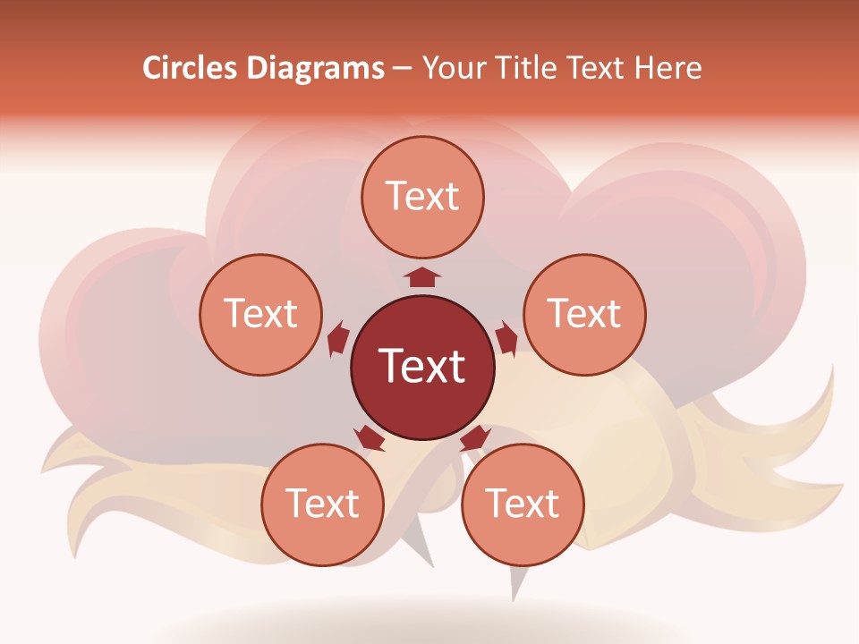 A Red Heart With A Gold Ribbon On A White Background PowerPoint Template