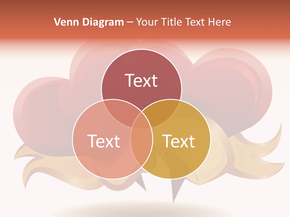 A Red Heart With A Gold Ribbon On A White Background PowerPoint Template