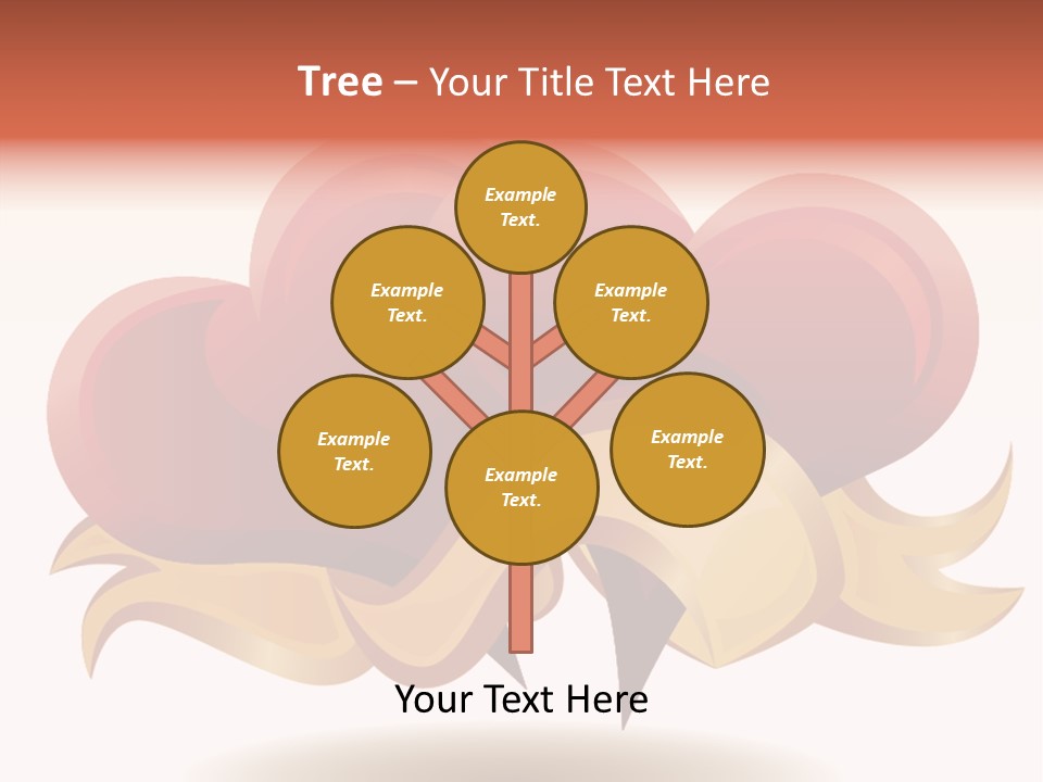 A Red Heart With A Gold Ribbon On A White Background PowerPoint Template