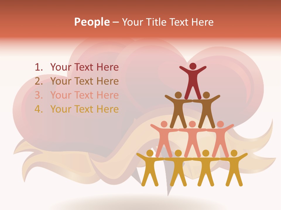 A Red Heart With A Gold Ribbon On A White Background PowerPoint Template