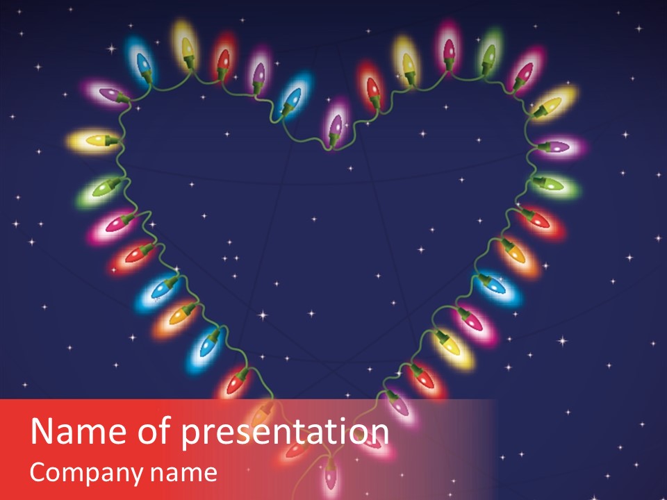 A Heart Shape Made Up Of Lights On A Blue Background PowerPoint Template