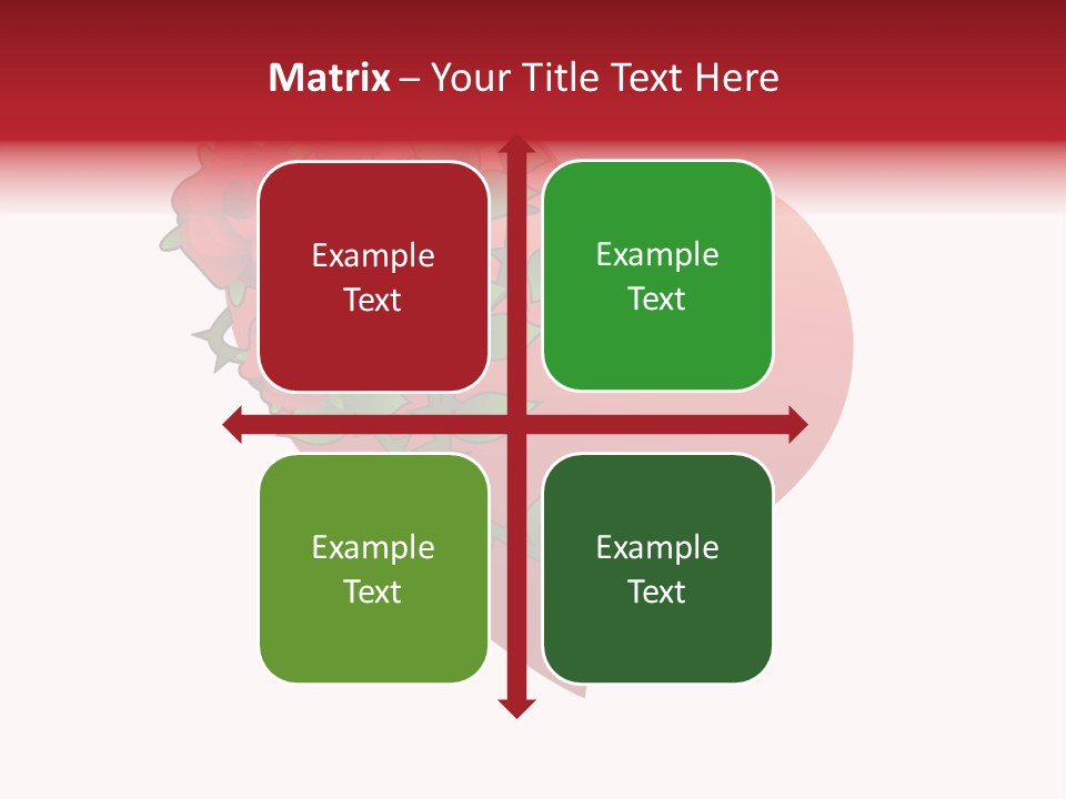 A Red Heart With Roses On A White Background PowerPoint Template