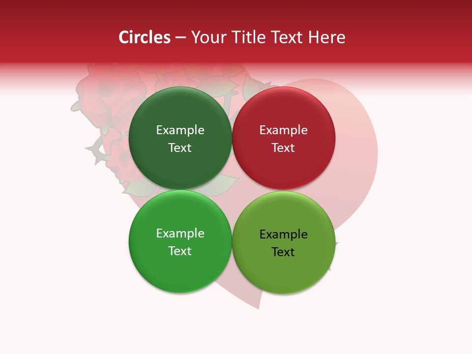 A Red Heart With Roses On A White Background PowerPoint Template