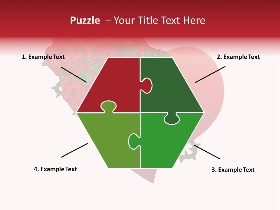 A Red Heart With Roses On A White Background PowerPoint Template