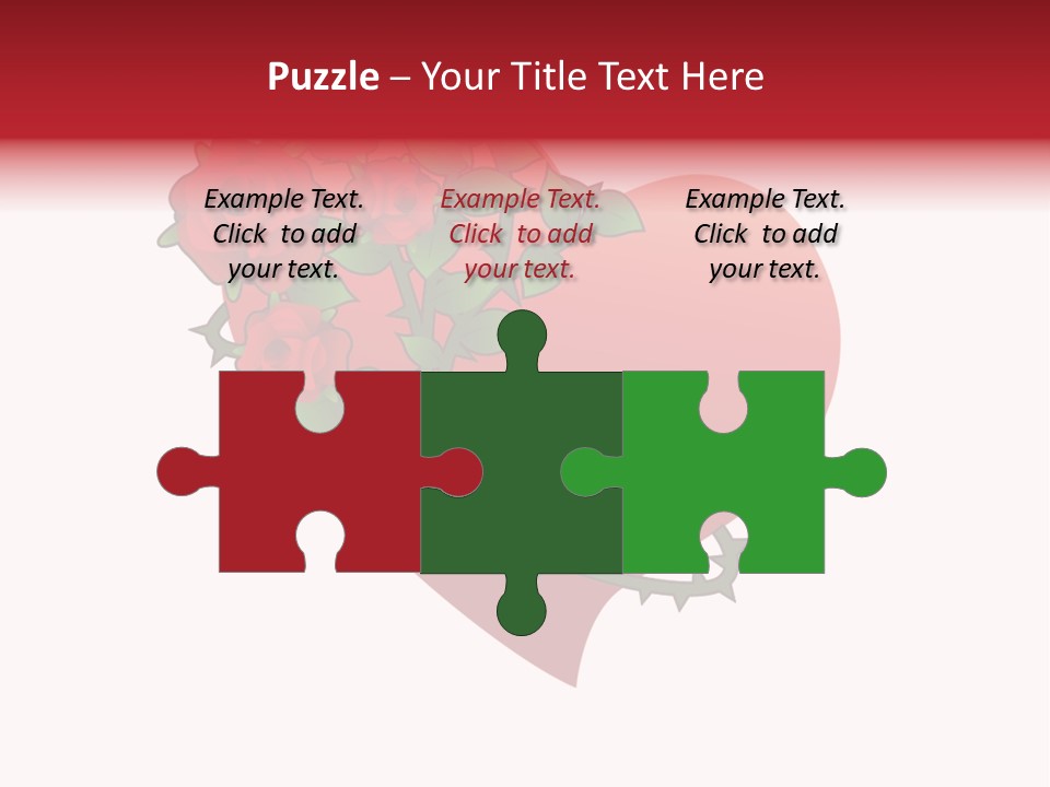 A Red Heart With Roses On A White Background PowerPoint Template