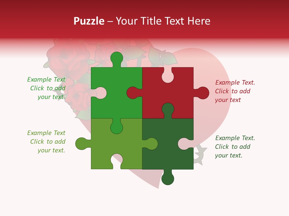 A Red Heart With Roses On A White Background PowerPoint Template