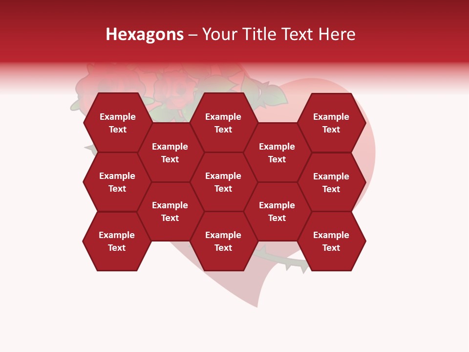 A Red Heart With Roses On A White Background PowerPoint Template