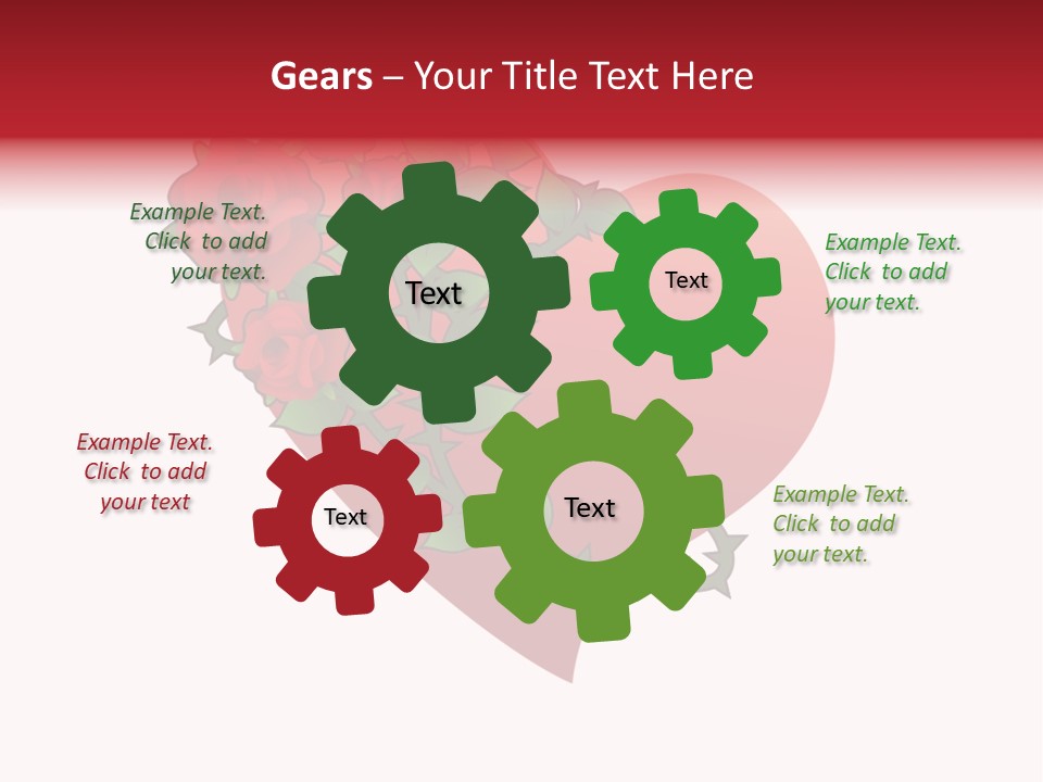 A Red Heart With Roses On A White Background PowerPoint Template