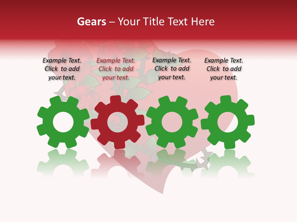 A Red Heart With Roses On A White Background PowerPoint Template