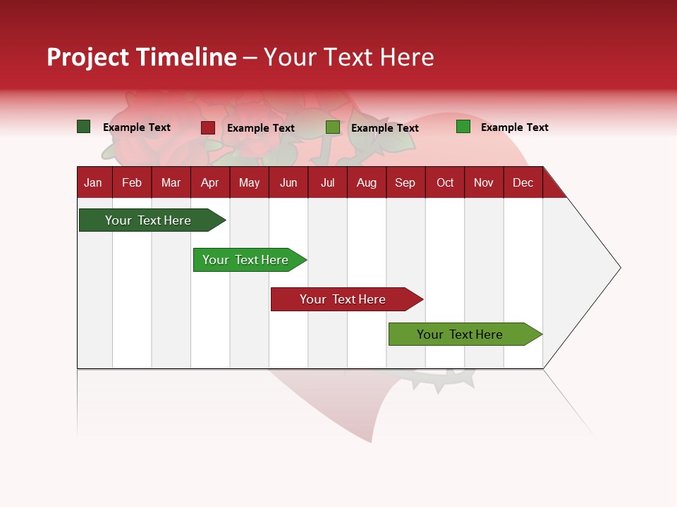 A Red Heart With Roses On A White Background PowerPoint Template
