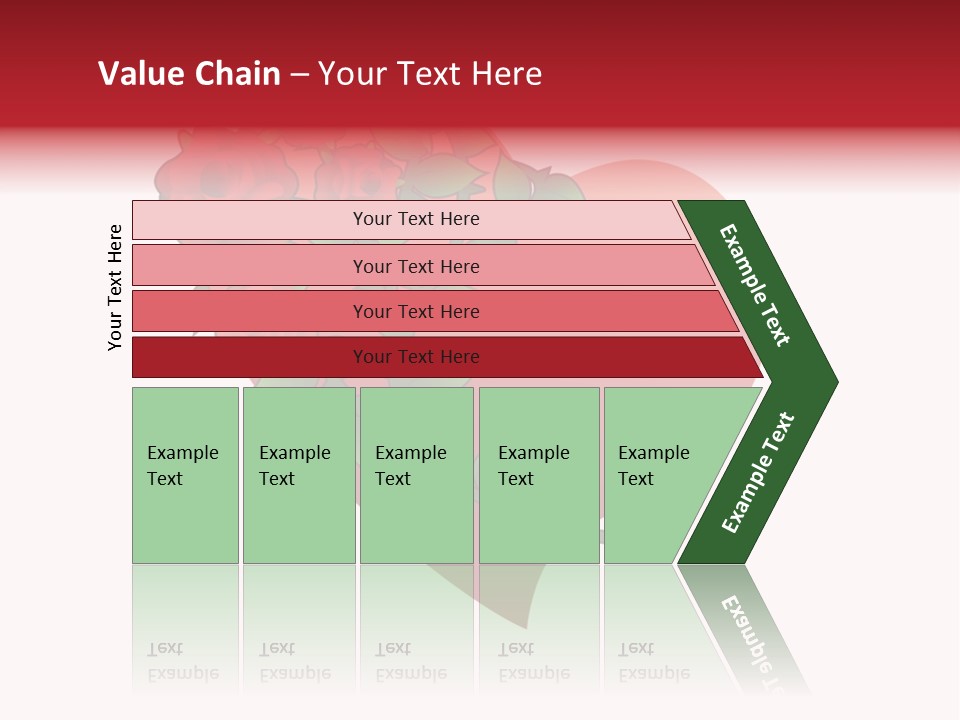 A Red Heart With Roses On A White Background PowerPoint Template