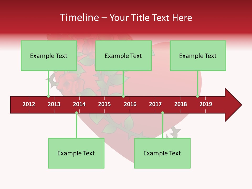 A Red Heart With Roses On A White Background PowerPoint Template