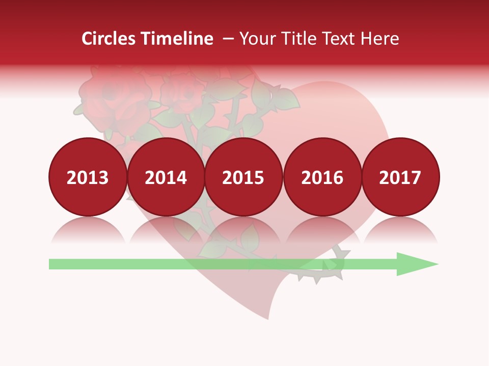 A Red Heart With Roses On A White Background PowerPoint Template