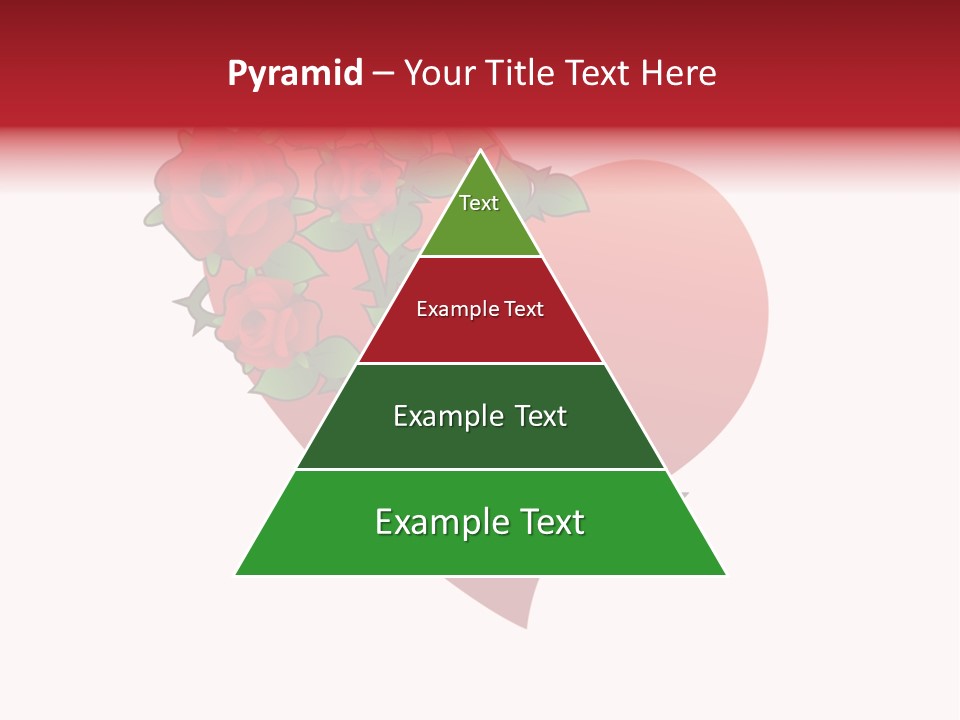 A Red Heart With Roses On A White Background PowerPoint Template