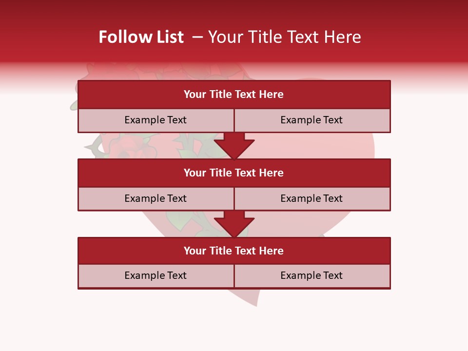 A Red Heart With Roses On A White Background PowerPoint Template