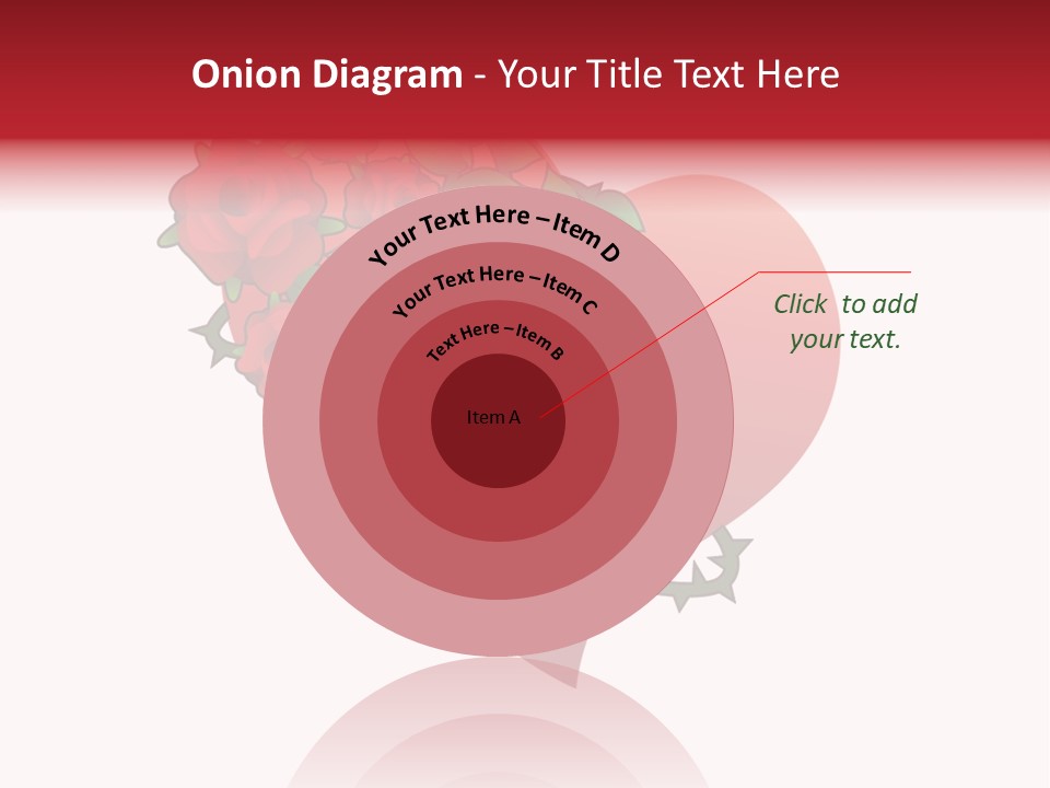 A Red Heart With Roses On A White Background PowerPoint Template