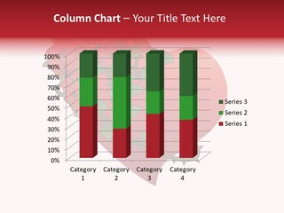 A Red Heart With Roses On A White Background PowerPoint Template