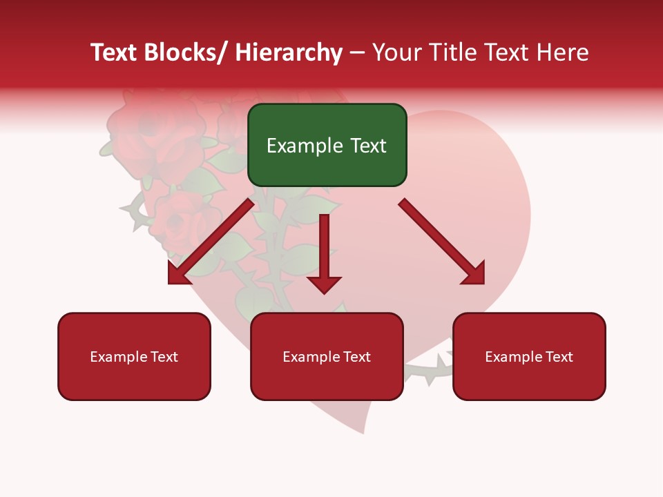 A Red Heart With Roses On A White Background PowerPoint Template