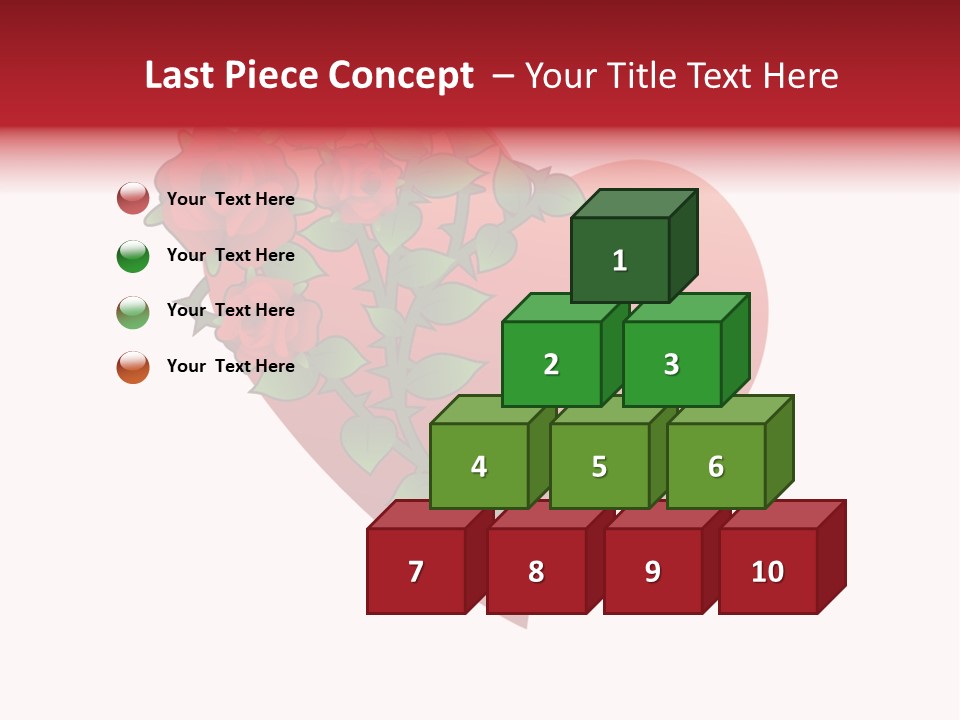 A Red Heart With Roses On A White Background PowerPoint Template