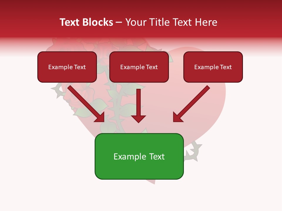 A Red Heart With Roses On A White Background PowerPoint Template