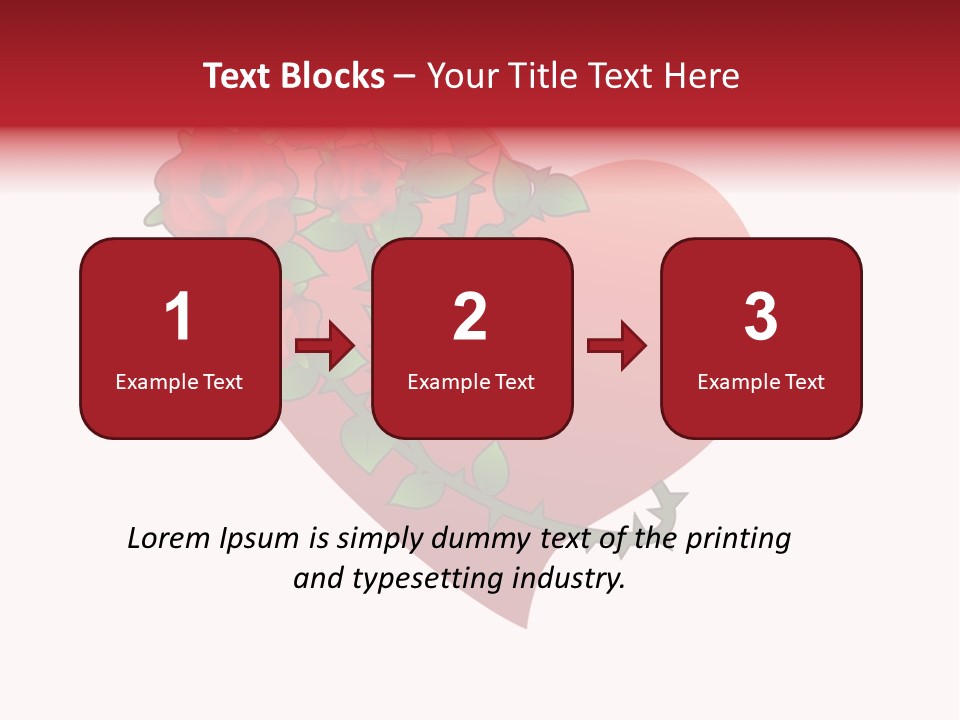 A Red Heart With Roses On A White Background PowerPoint Template