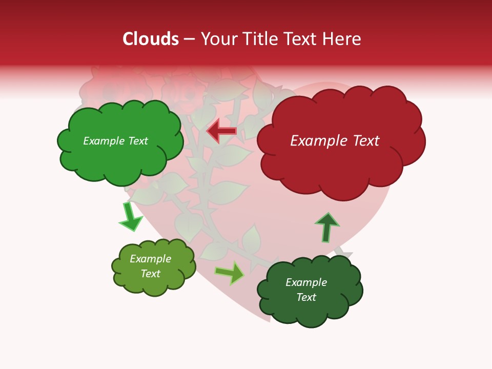 A Red Heart With Roses On A White Background PowerPoint Template