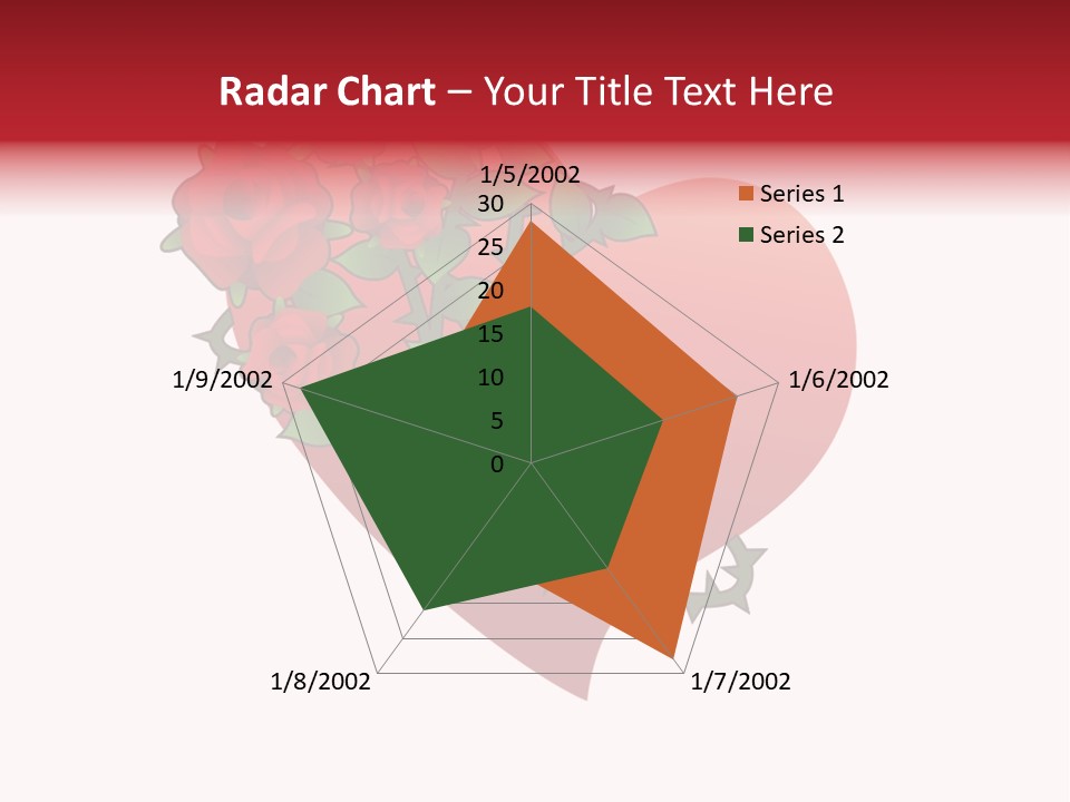 A Red Heart With Roses On A White Background PowerPoint Template