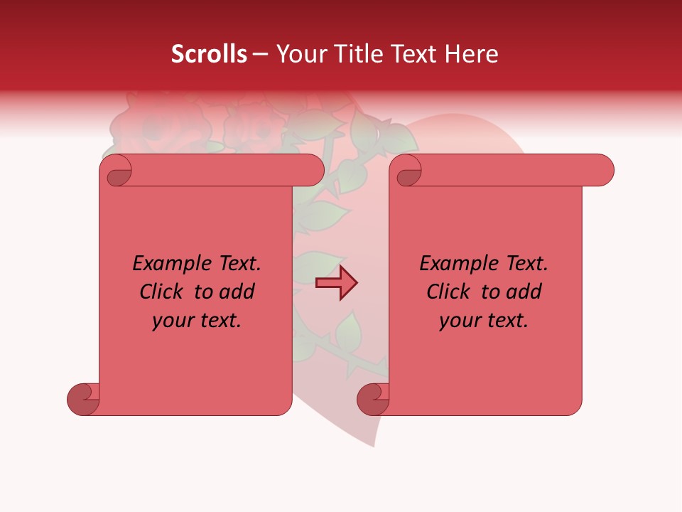 A Red Heart With Roses On A White Background PowerPoint Template